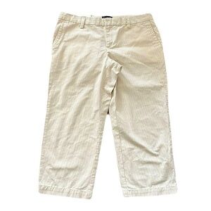 NWT Gap Woman Straight Leg Fit Chino Capri Cropped Pants Taupe Pinstripe Size 10